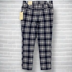NWT Eliane Rose Plaid Navy White Classic Fit Pant Sz 10
